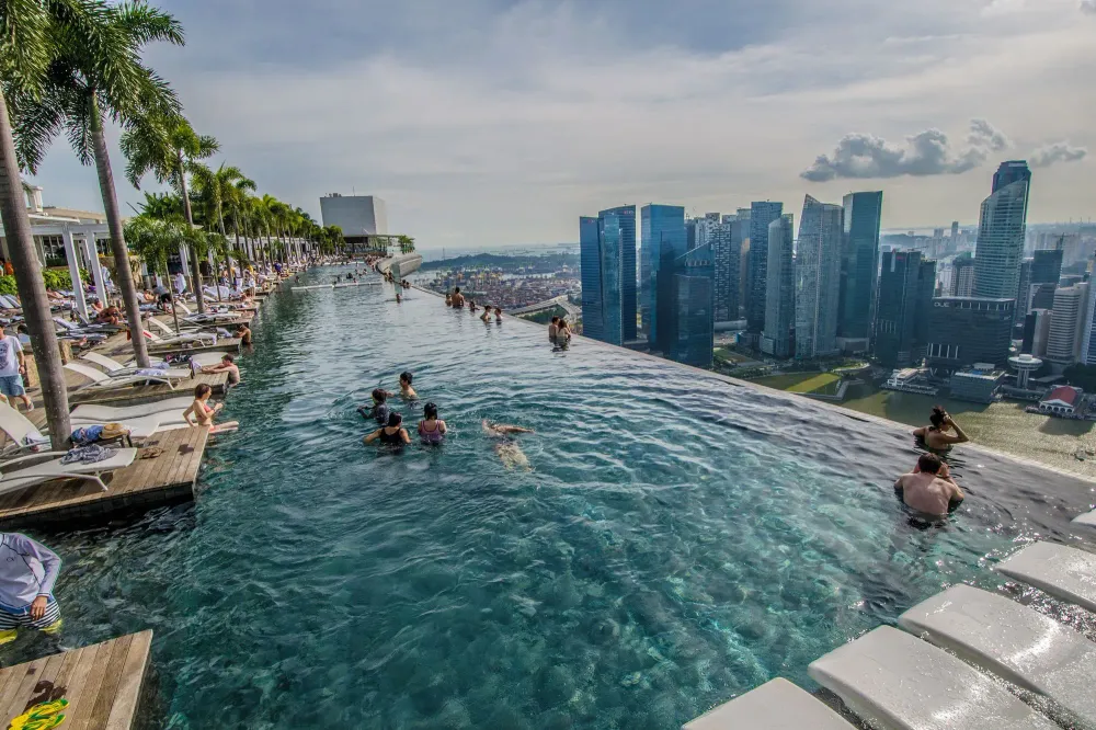 Famous hotel Marina Bay Sands rooftop infinity